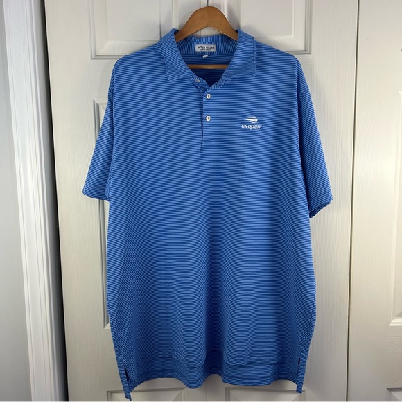 Peter Millar Summer Comfort Polo Shirt Size XXL US Open Blue Stripes - Picture 2 of 8